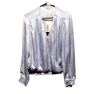 New Women's JNSQ Blue Silky Dressy Blouse Size 4 NWT‎